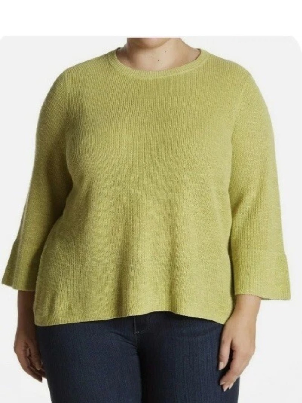 Eileen Fisher Organic Linen / Cotton Light Green Crewneck Sweater Size: Size: 1X